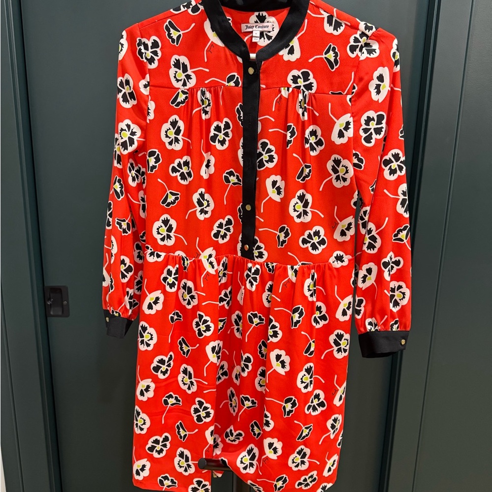 Juicy Couture Red and Black Floral Top